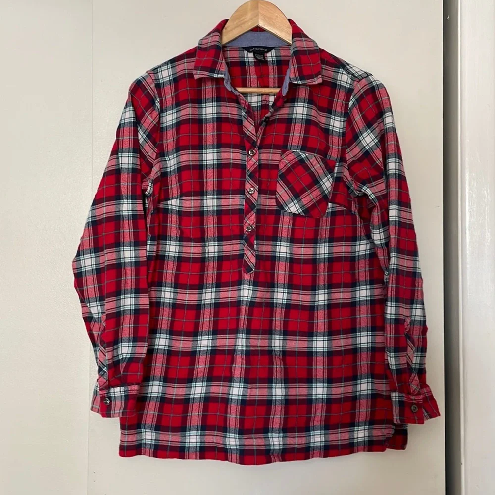 Plaid flannel Lands End tunic, small 6-8 - Picture 1 of 6